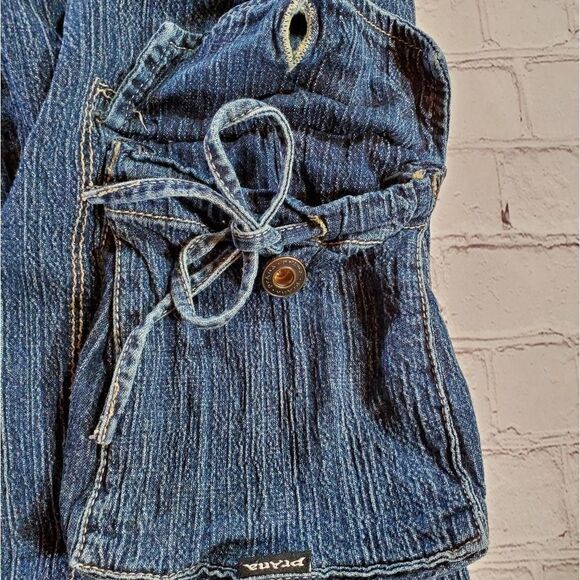 🔺️Prana Blue Gretchen Cargo Capri Jeans Size 6/28 - Picture 7 of 11